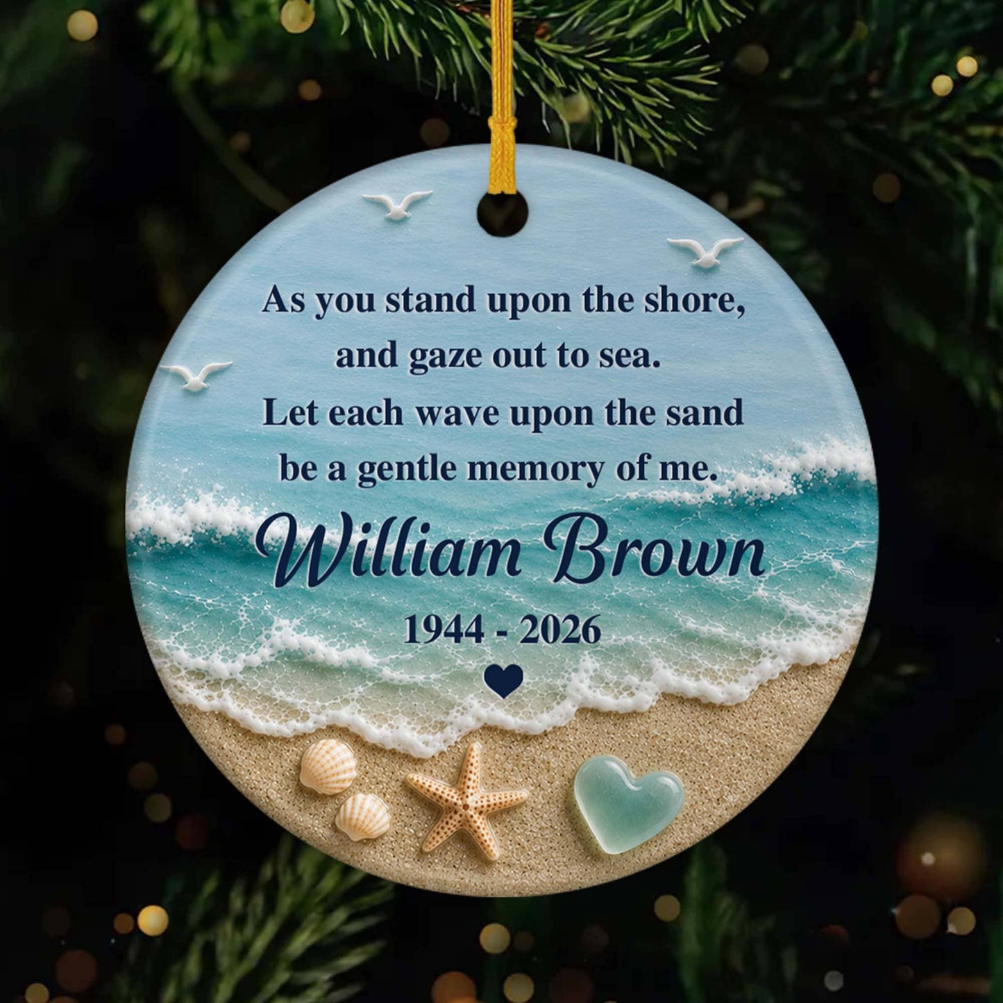 "As You Stand Upon The Shore" Personalized Memorial Ceramic Ornament - Custom Bereavement Gift