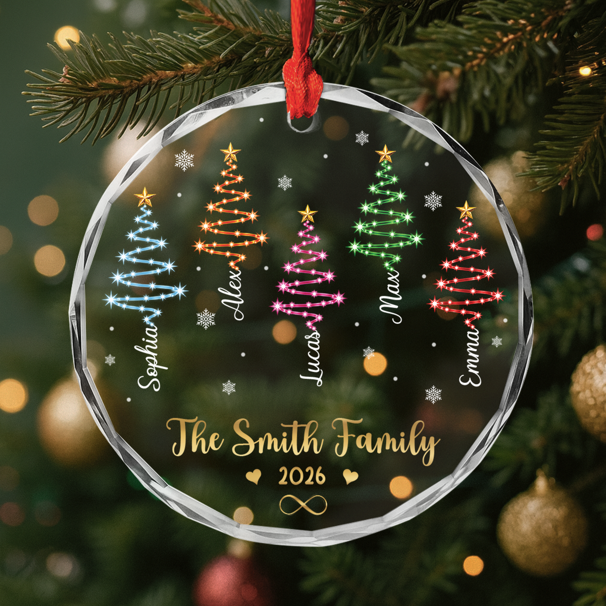 Custom Family Name Christmas Ornament 2026 - Personalized Holiday Tree Decor Keepsake Gift
