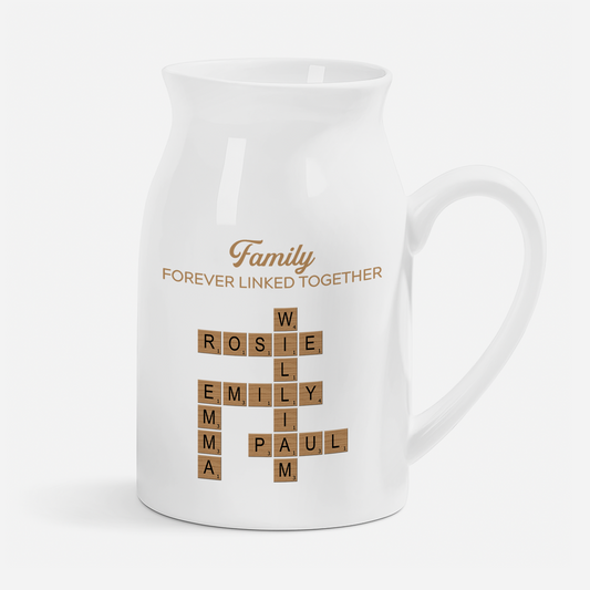 Personalised Crossword Puzzle Art Flower Vase - Custom Gift for Family & Siblings
