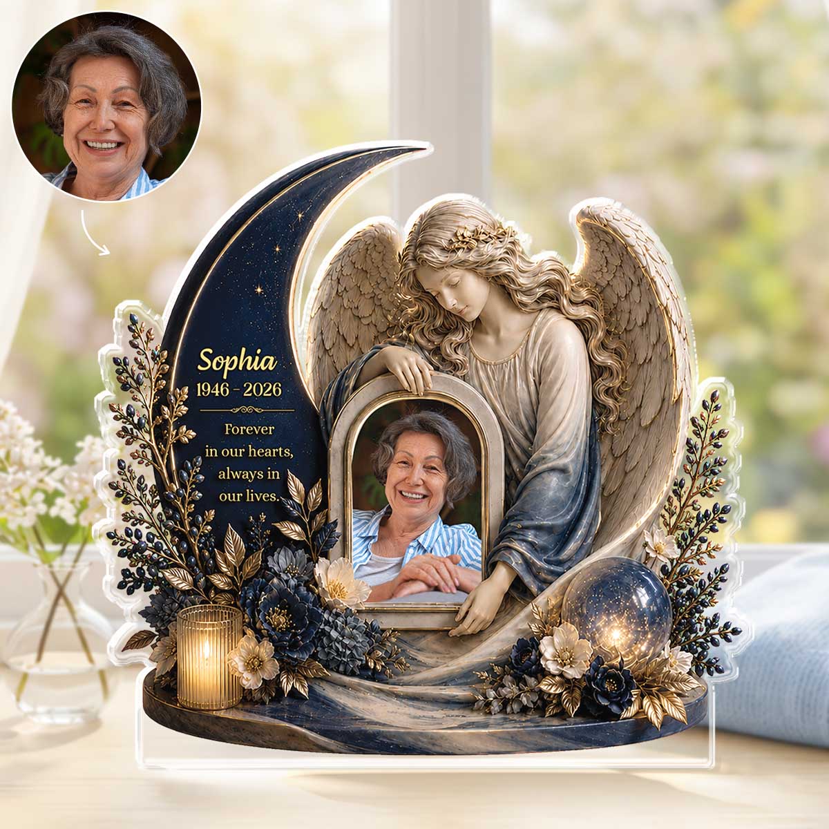 Forever In Our Hearts Personalized Acrylic Plaque - Custom Photo Memorial Keepsake Gift for Family