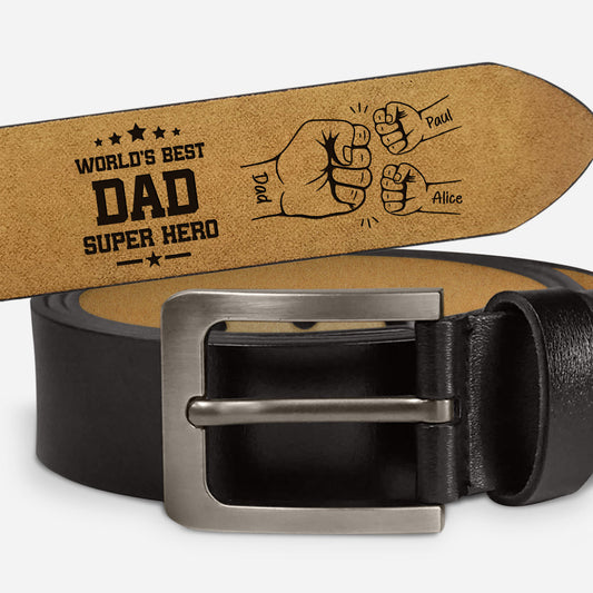 Personalized Dad Leather Belt for Dad with personalized design details for meaningful gifting