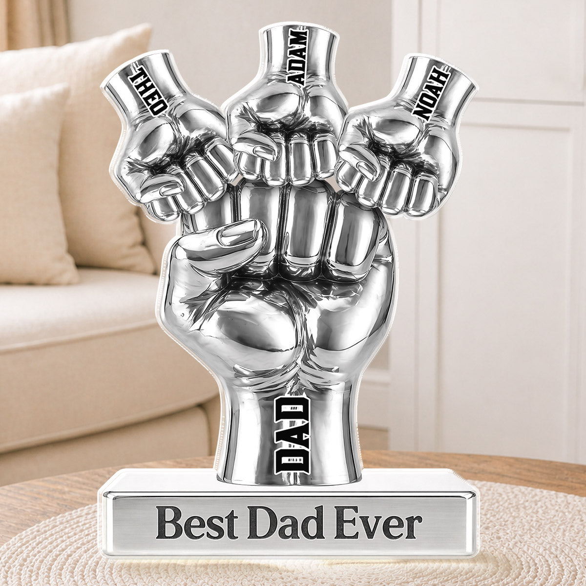 Personalized Dad Fist Bump Plaque for Dad with personalized design details for meaningful gifting