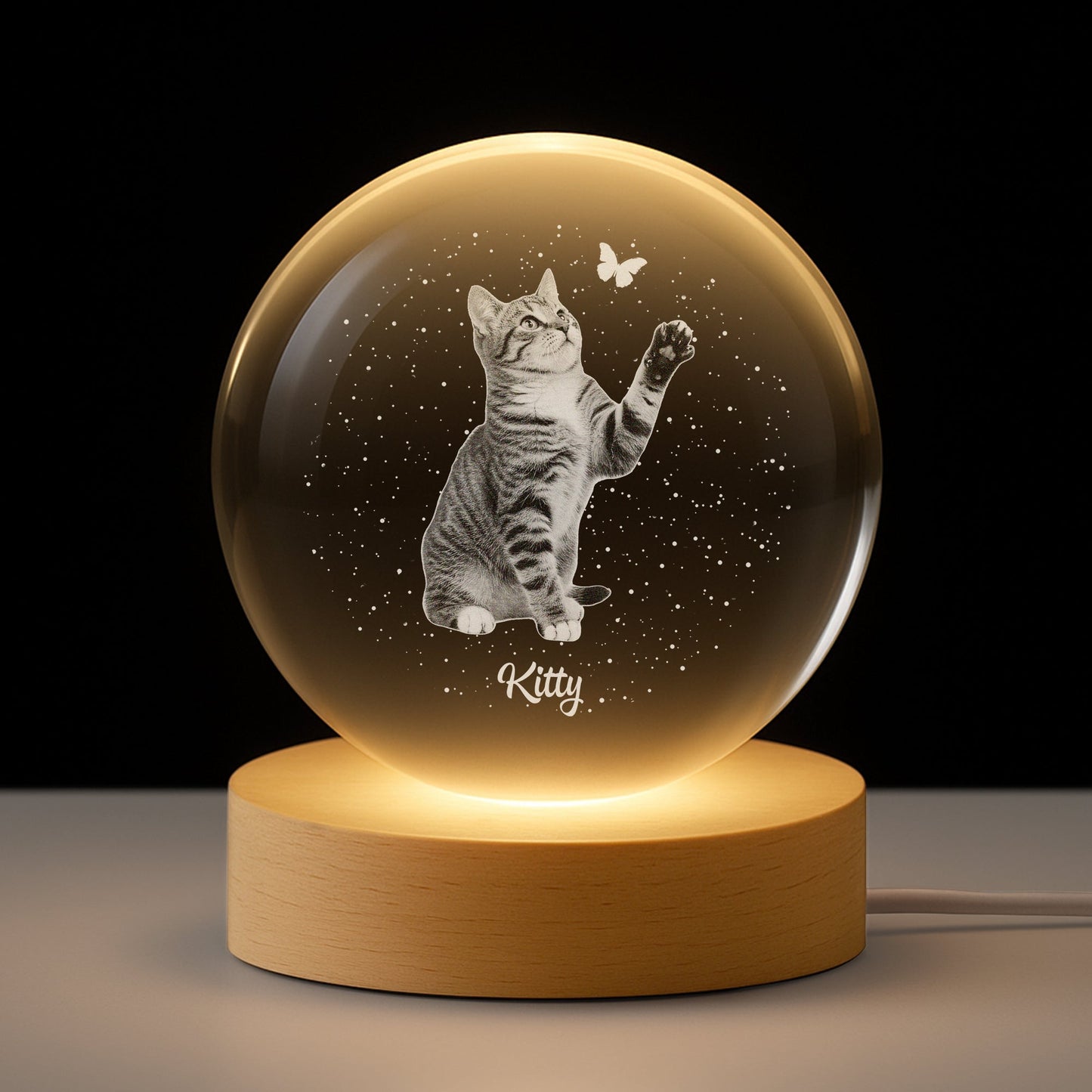 Always in Your Light - Personalised Photo Memorial Crystal Ball Lamp