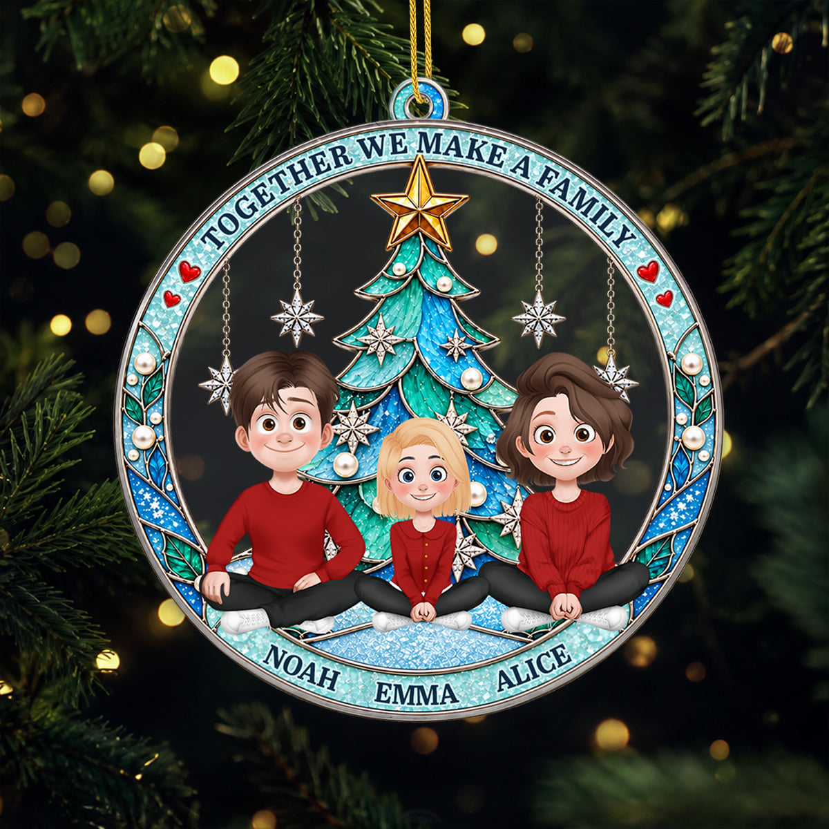 "Together We Make a Family" Custom Family Christmas Ornament - Personalized Family Acrylic Ornament Gift
