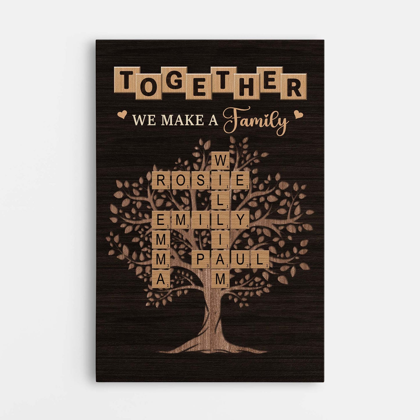 Together We Make A Family - Personalised Family Crossword Camvas / Poster