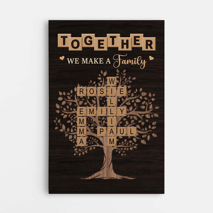 Together We Make A Family - Personalised Family Crossword Camvas / Poster