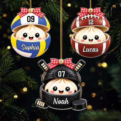 Personalized Sports Dumpling Acrylic Ornament - Custom Keepsake for Kids & Young Athletes