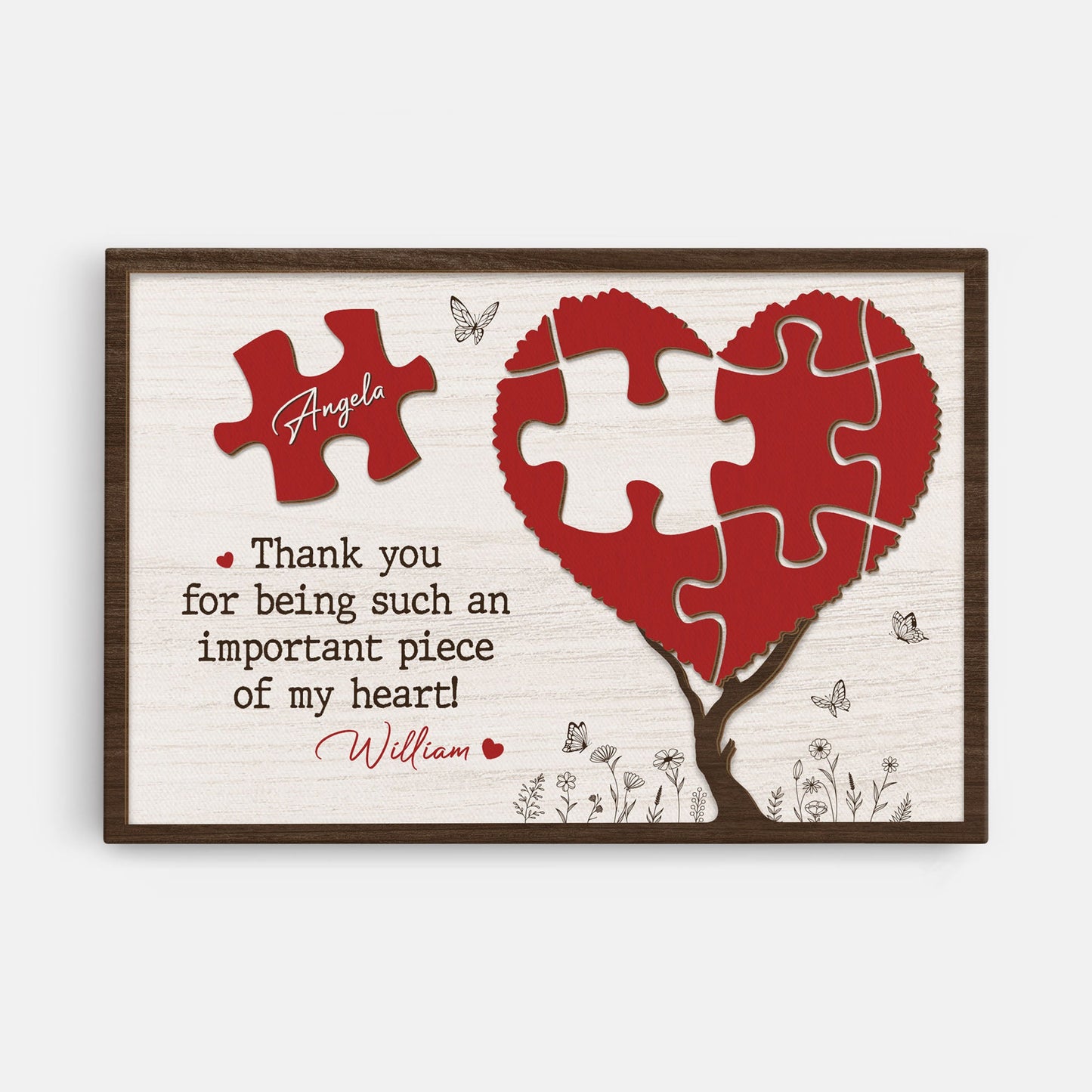 Thank You For Being Such An Important Piece Of My Heart - Personalised Custom Couples Canvas / Poster