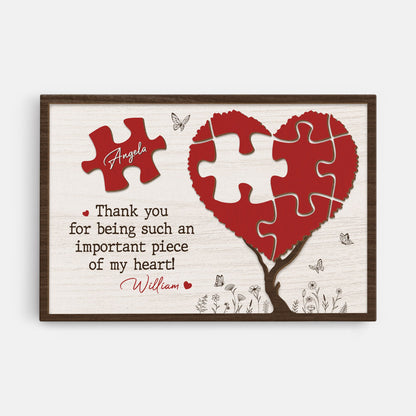 Thank You For Being Such An Important Piece Of My Heart - Personalised Custom Couples Canvas / Poster