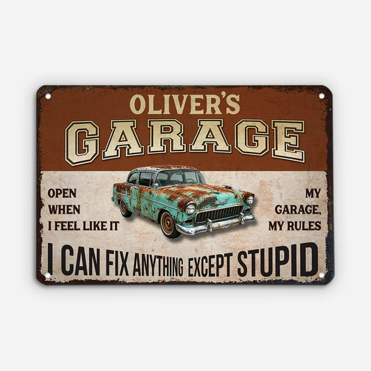 Personalized Metal Garage Sign for Dad with personalized design details for meaningful gifting