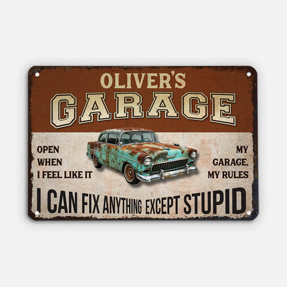Personalized Metal Garage Sign for Dad with personalized design details for meaningful gifting