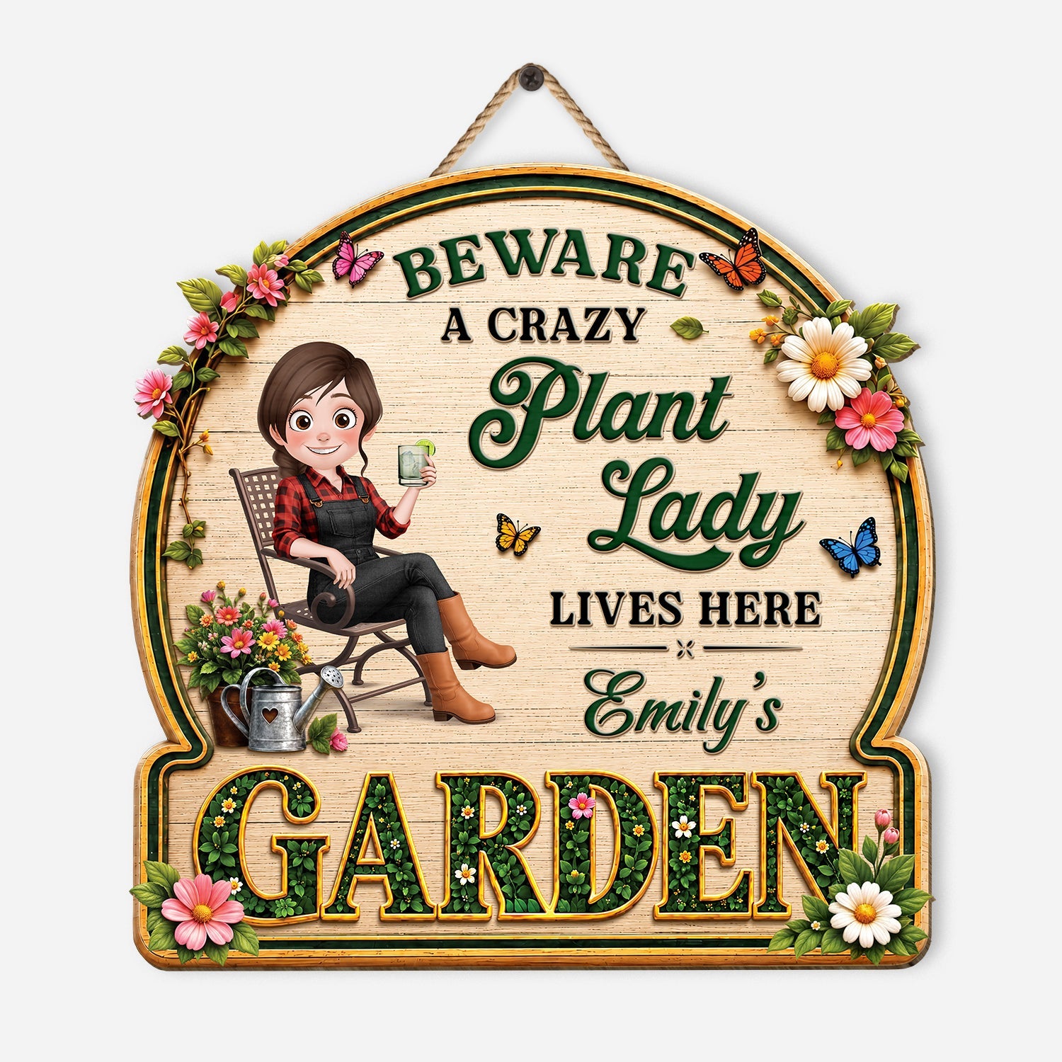 Personalized crazy plant lady wood sign custom name garden decor for plant lovers