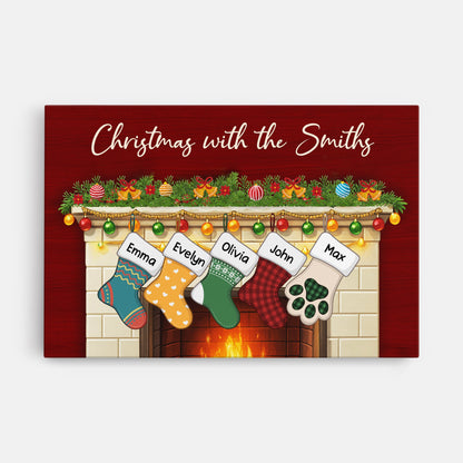 Christmas With Family Canvas / Poster - Personalize Names & Title