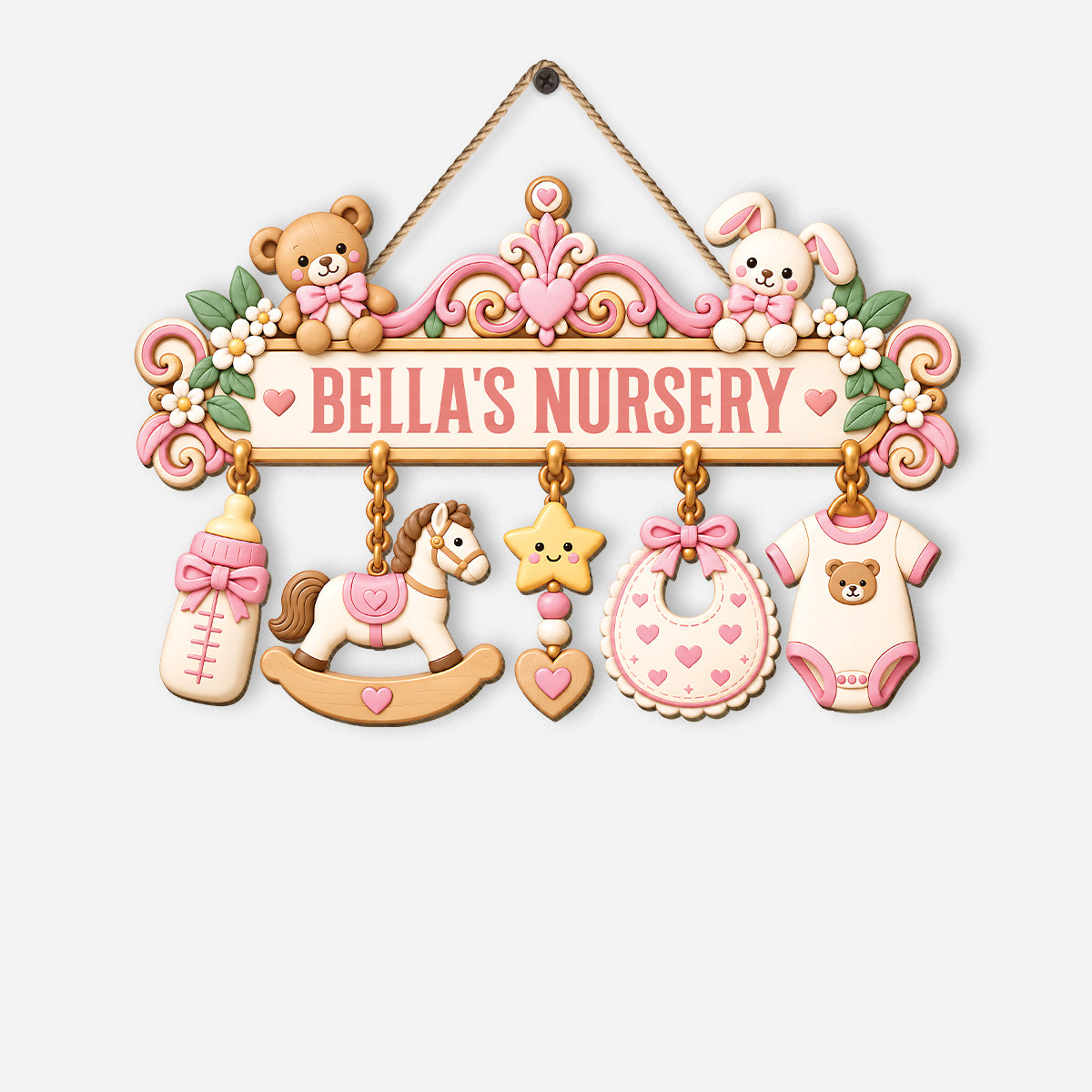 Personalized Nursery Wood Sign - Custom Baby Name Plaque for Newborn Nursery Decor