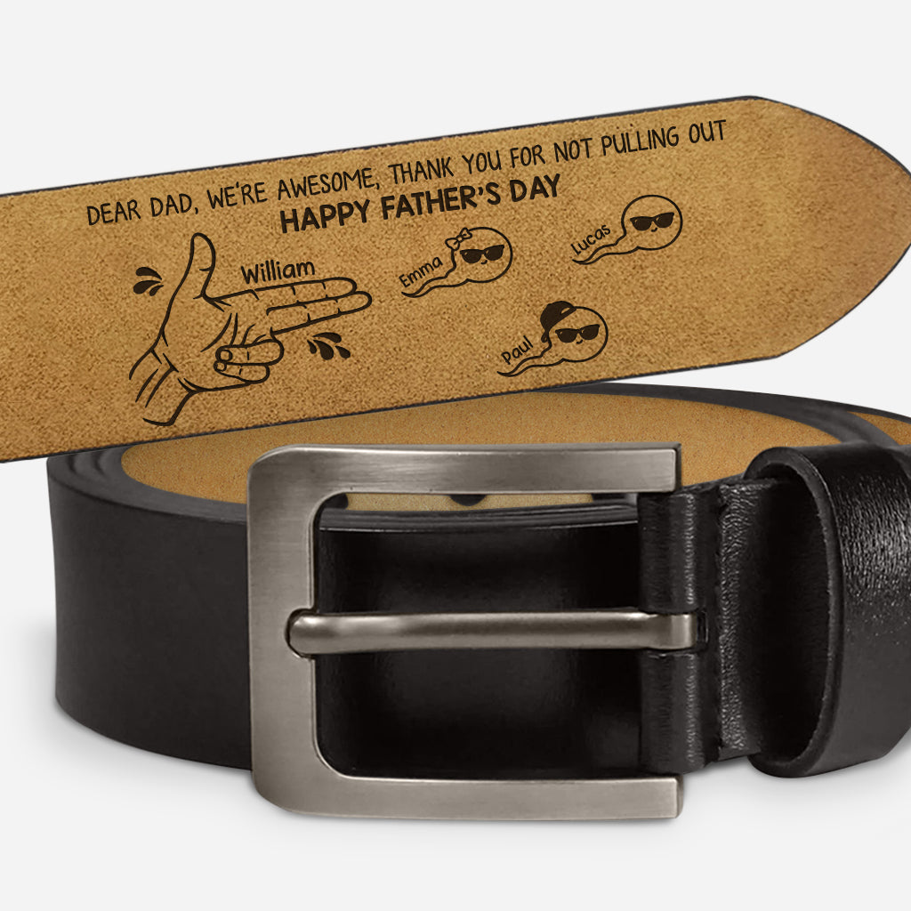 Personalized Engraved Leather Belt - Custom Funny Father’s Day Gift for Dad
