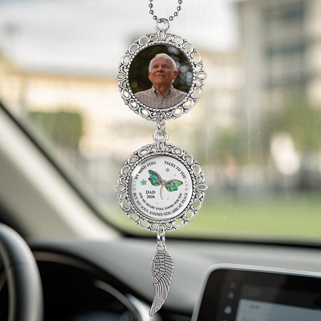 Personalised Memorial Photo Car Ornament - Sympathy Gift for Loss of Mum or Dad