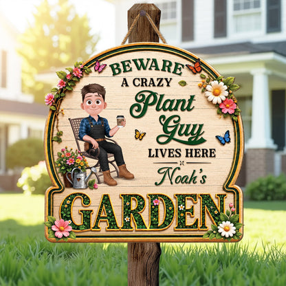 Personalized Crazy Plant Lady Wood Sign personalization view for Mom