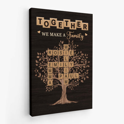 Together We Make A Family - Personalised Family Crossword Camvas / Poster