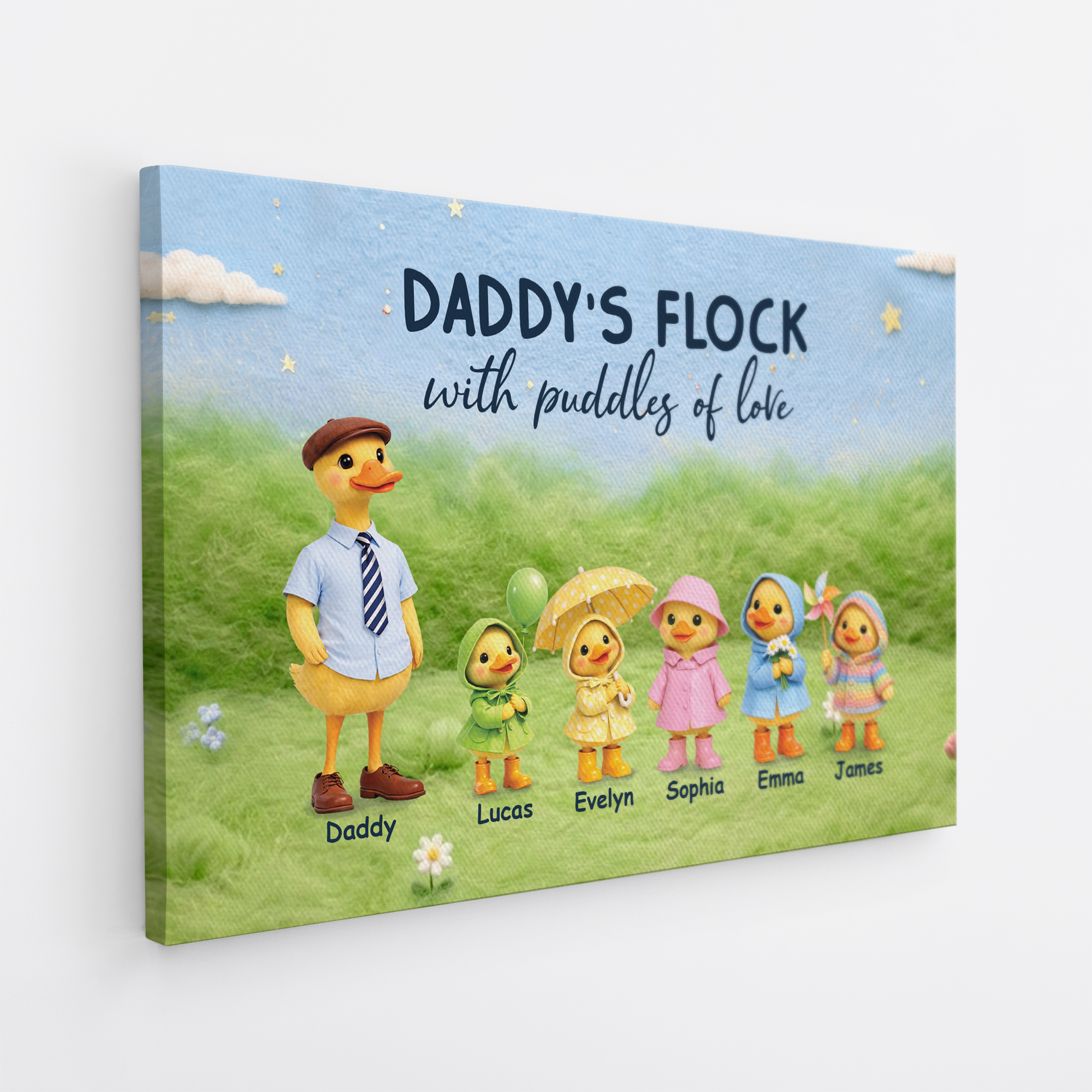 Personalised “Daddy / Mummy’s Flock Duck” Canvas / Poster - Custom Gift For Mum & Dad