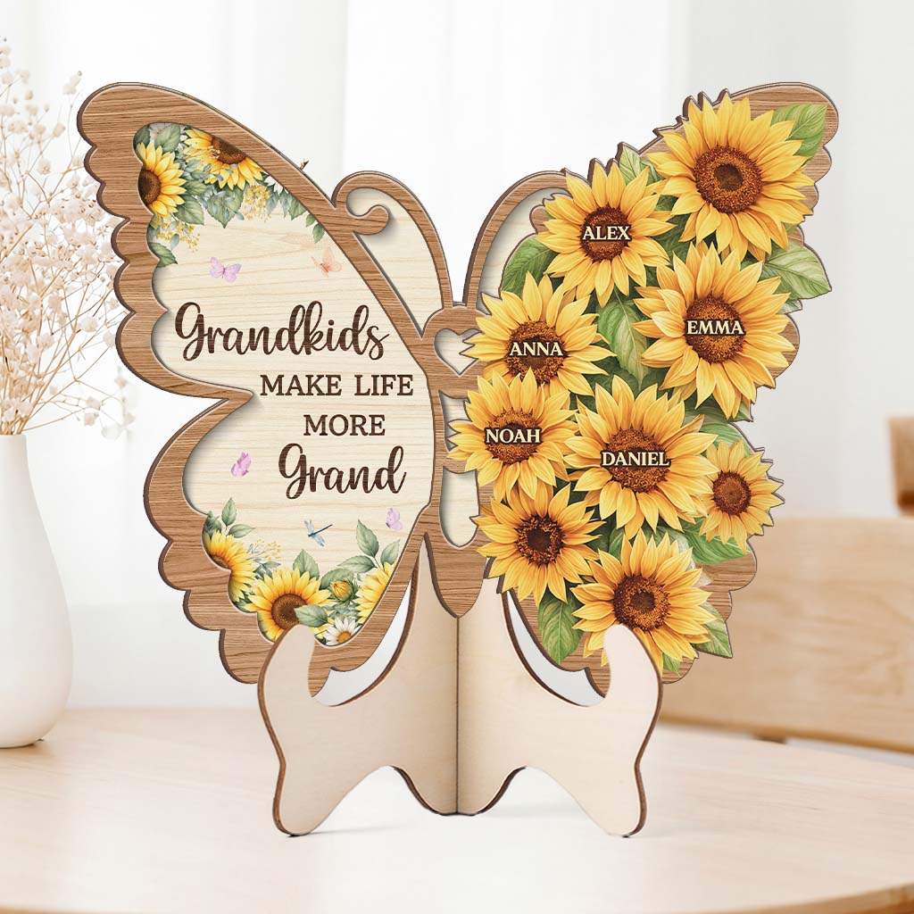 Personalized Grandkids Butterfly Plaque personalization view for Grandma