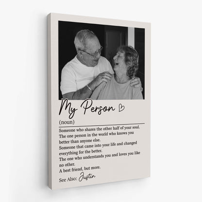 My Person Definition - Personalised Couples Photo Canvas / Poster