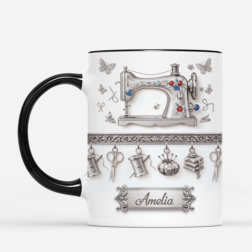 Personalized Sewing Machine Mug - Custom Sewing Gifts for Her