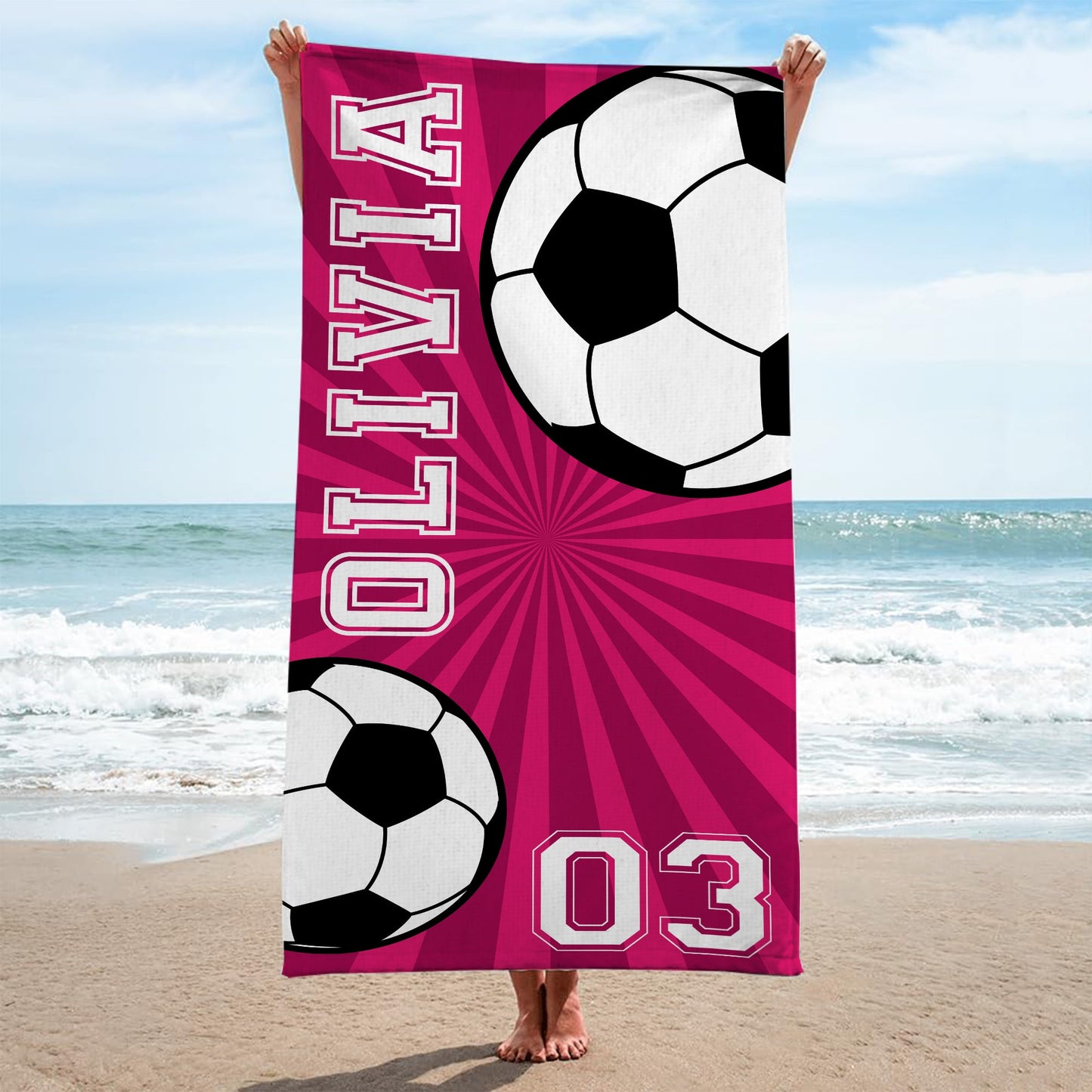 Personalized Volleyball Beach Towel - Custom Name for Players