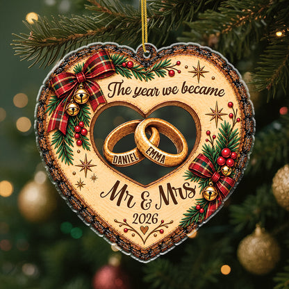 "The Year We Became Mr and Mrs" Personalized Acrylic Ornament - Custom Couple Christmas Gift Keepsake