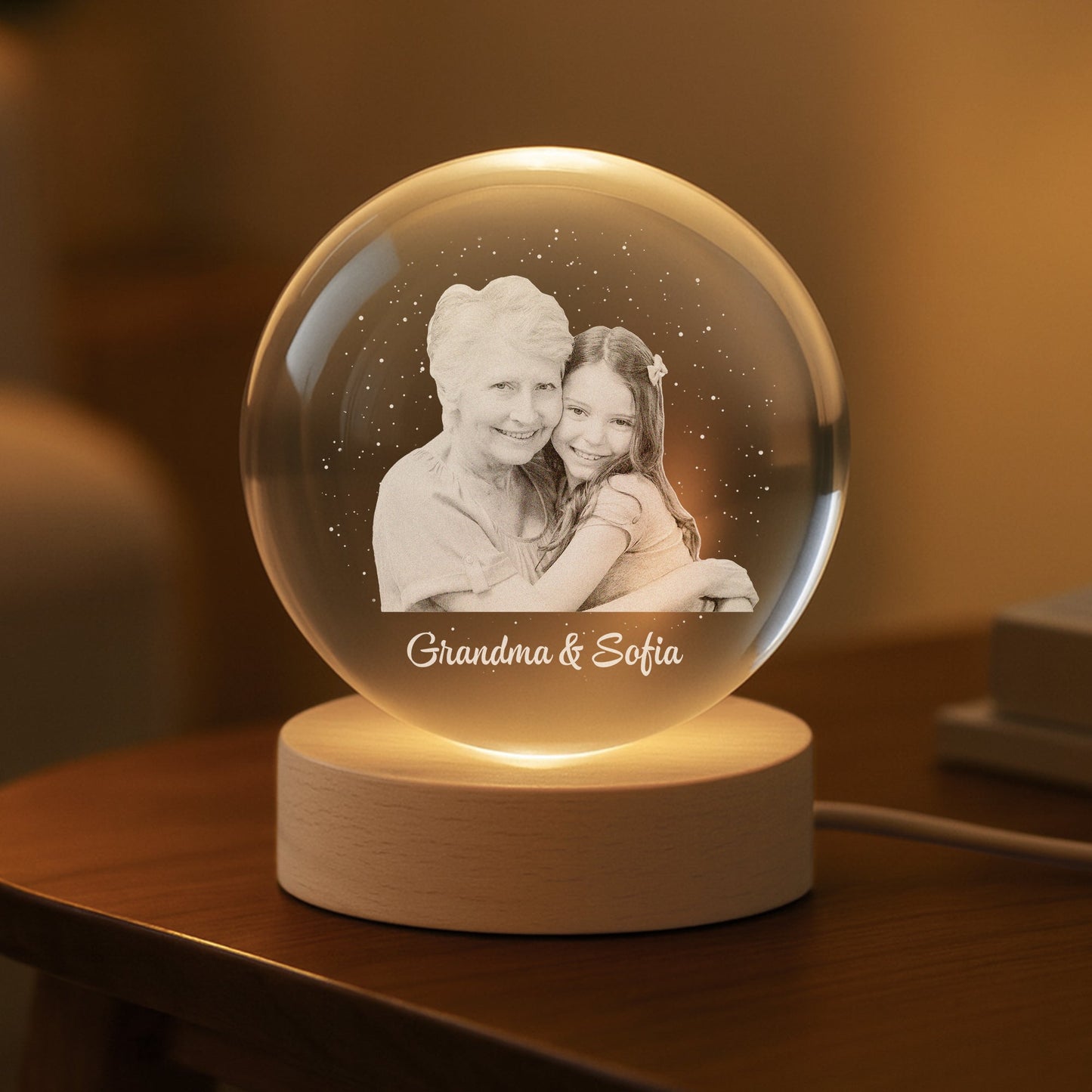 Always in Your Light - Personalised Photo Memorial Crystal Ball Lamp