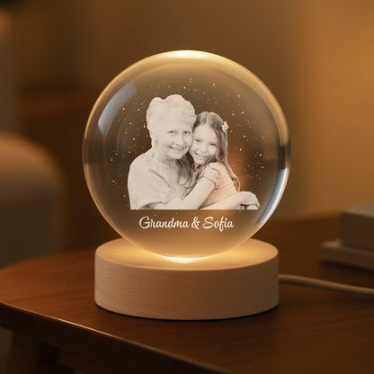 Always in Your Light - Personalised Photo Memorial Crystal Ball Lamp