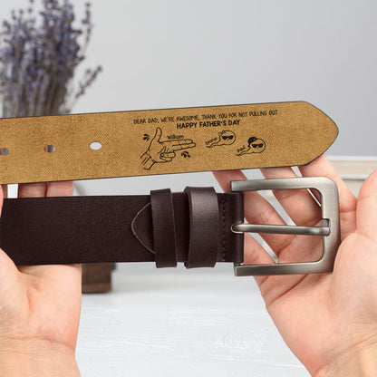 Personalized Engraved Leather Belt - Custom Funny Father’s Day Gift for Dad