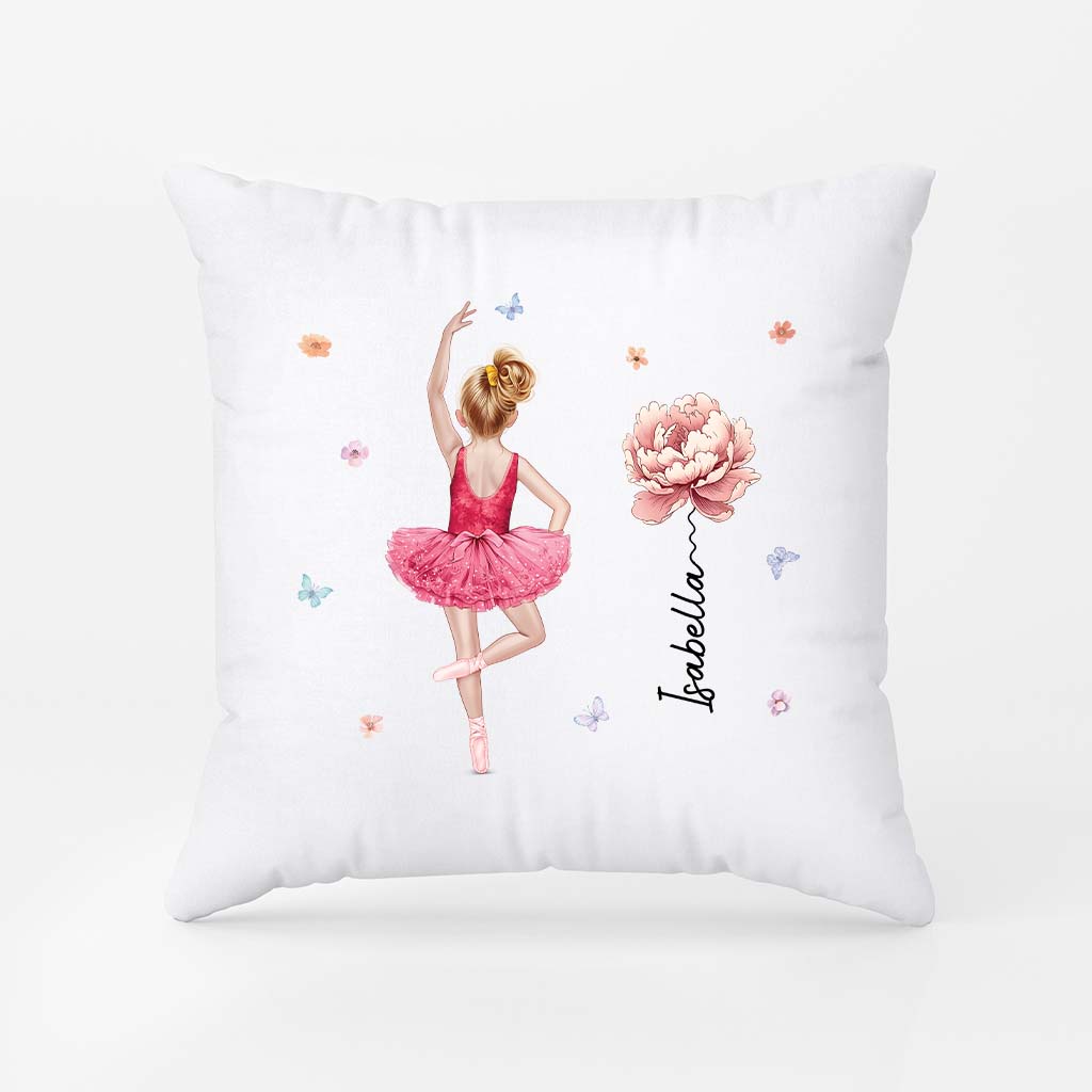 Personalized Ballet Dancer Floral Pillow for Kids - Perfect Dance Gift