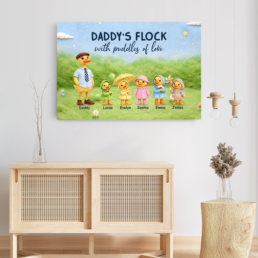 Personalised “Daddy / Mummy’s Flock Duck” Canvas / Poster - Custom Gift For Mum & Dad
