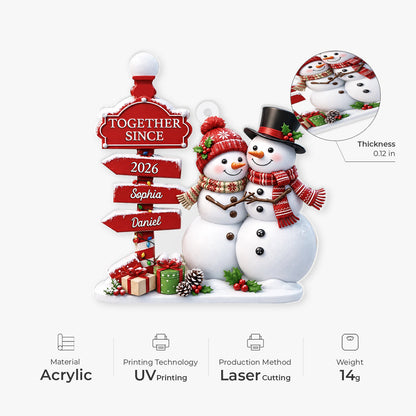 "Together Since" Snowman Personalized Couple Acrylic Ornament - Custom Keepsake Gift