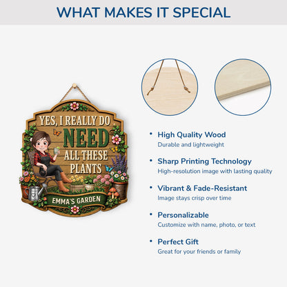 Wood Sign material and size view - Personalized Garden Wood Sign
