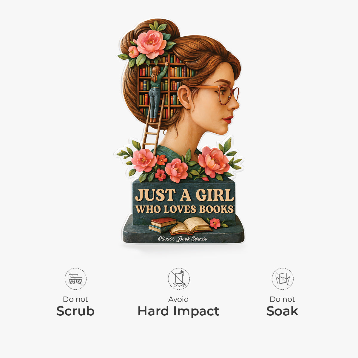 Just A Girl Who Loves Books - Personalised Acrylic Plaque for Her