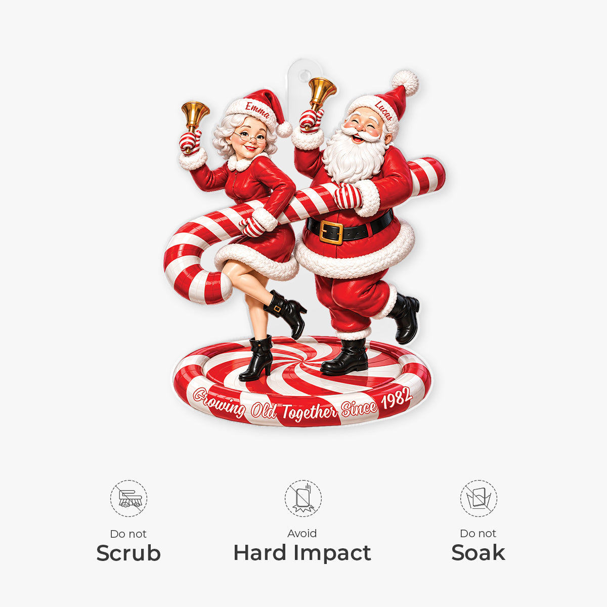 Growing Old Together Personalized Santa Couple Acrylic Ornament - Anniversary Christmas Gift