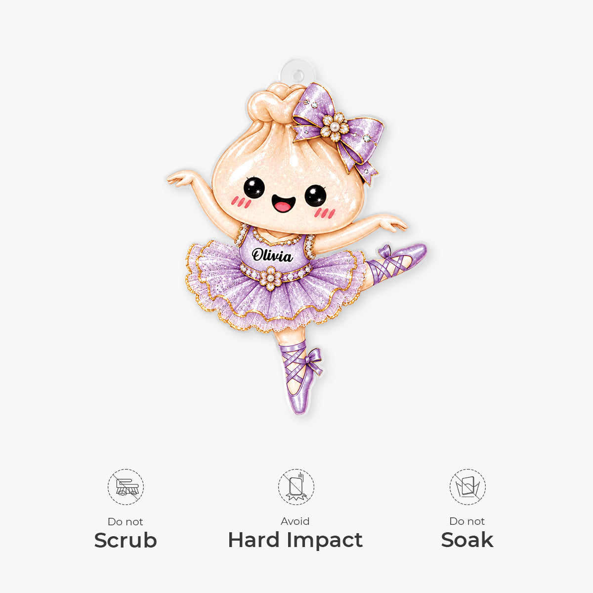 Personalized Squishy Ballet Dancer Dumpling Acrylic Ornament - Custom Name Christmas Keepsake for Daughter