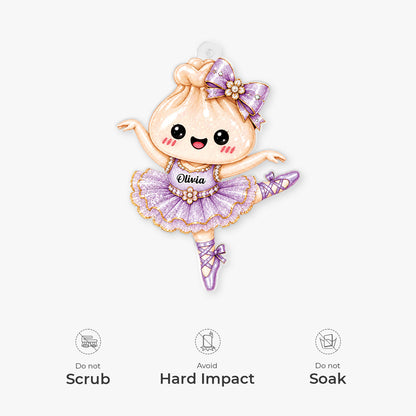 Personalized Squishy Ballet Dancer Dumpling Acrylic Ornament - Custom Name Christmas Keepsake for Daughter
