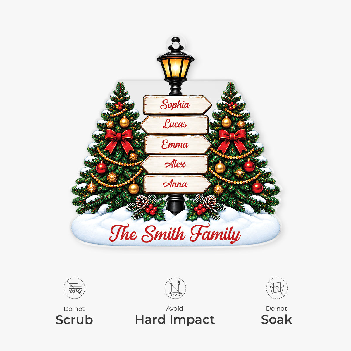 Personalized Family Names Signpost Christmas Tree Acrylic Ornament - Custom Holiday Keepsake Gift