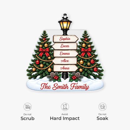 Personalized Family Names Signpost Christmas Tree Acrylic Ornament - Custom Holiday Keepsake Gift