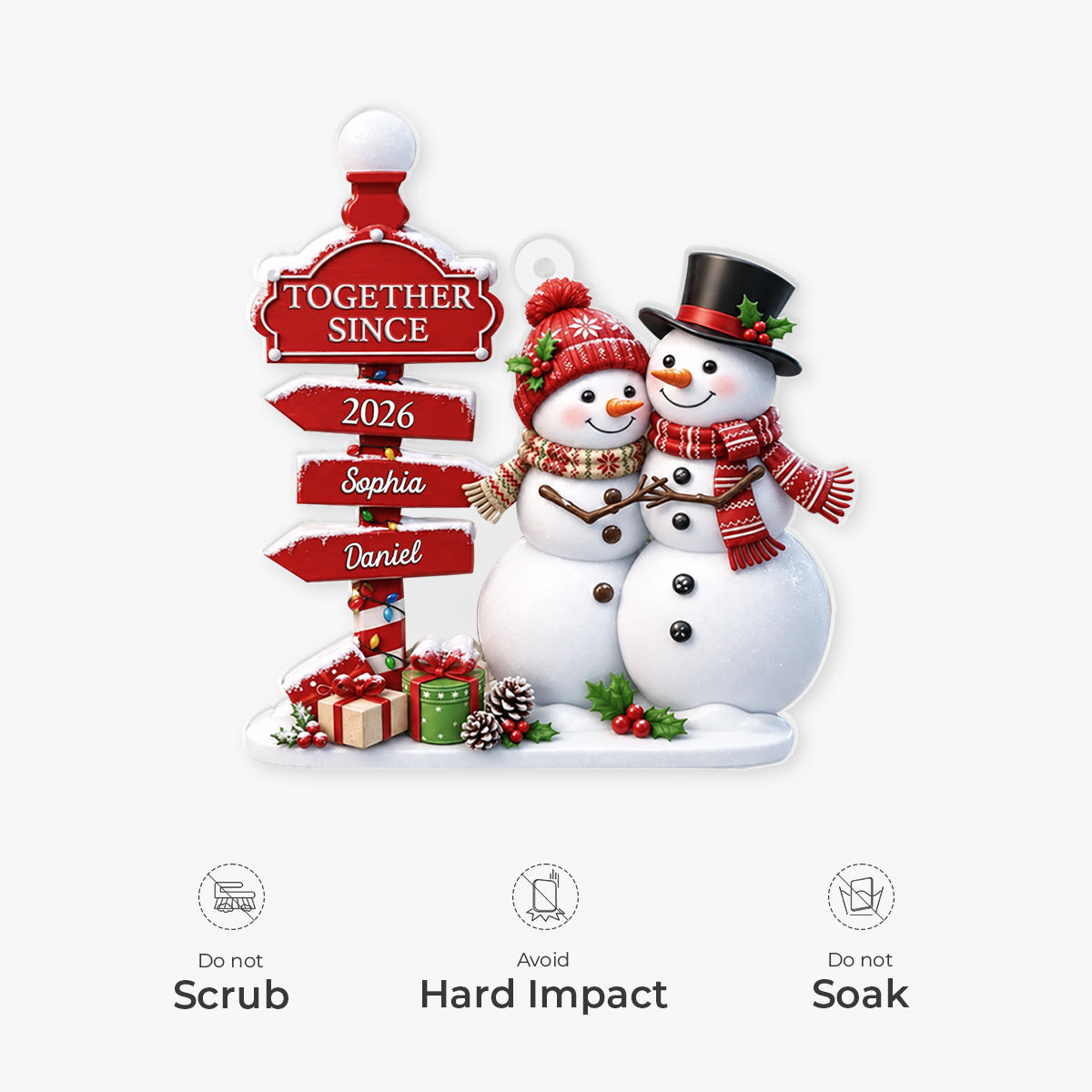"Together Since" Snowman Personalized Couple Acrylic Ornament - Custom Keepsake Gift