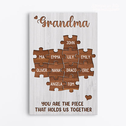 Personalised You Are The Piece That Holds Us Together Canvas / Poster - Custom Gift For Mom & Grandma