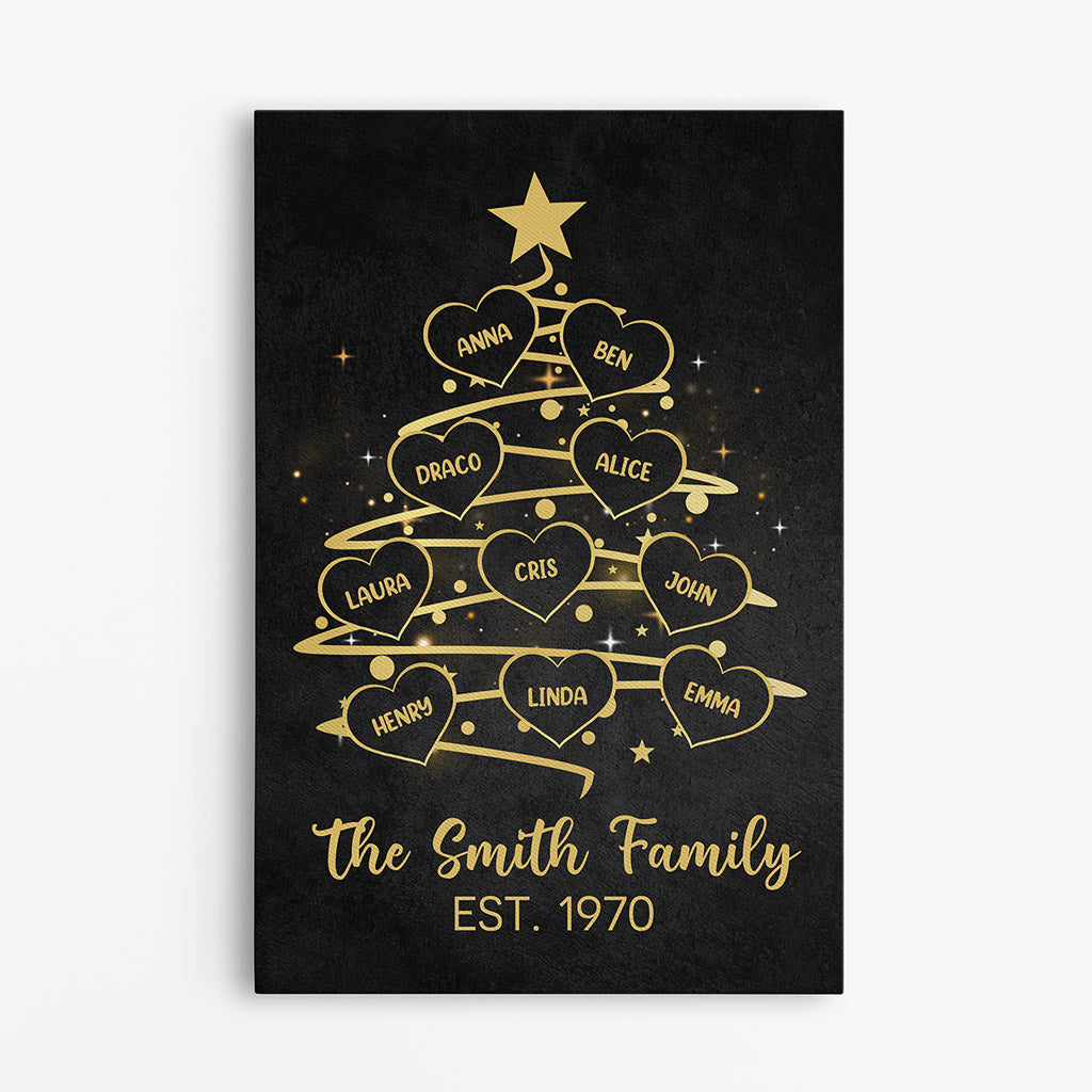 Personalised Family Tree Canvas / Poster - Christmas Gift for Parents & Grandparents