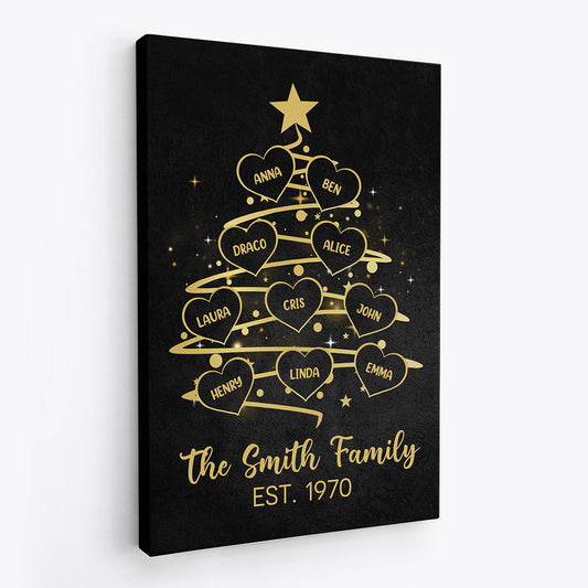 Personalised Family Tree Canvas / Poster - Christmas Gift for Parents & Grandparents