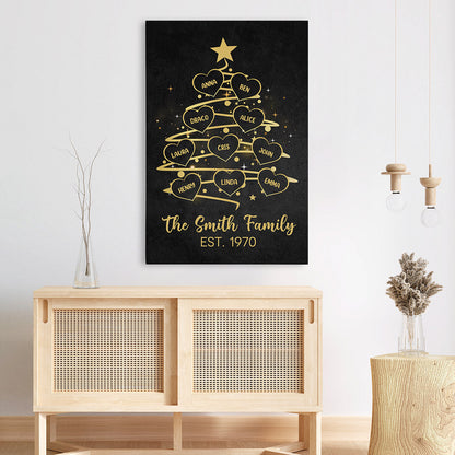 Personalised Family Tree Canvas / Poster - Christmas Gift for Parents & Grandparents
