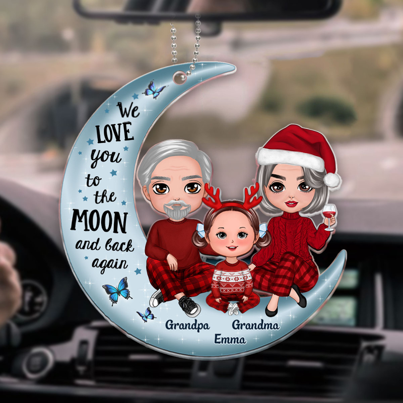 Personalized Love You to the Moon Acrylic Ornament - Custom Christmas Gift For Grandparents