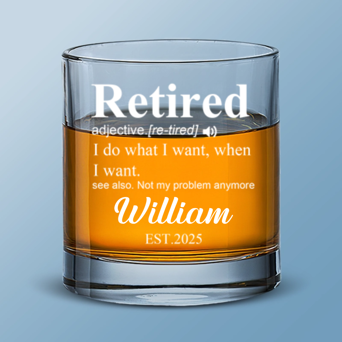 Retirement Definition - Personalized Custom Whiskey Glass