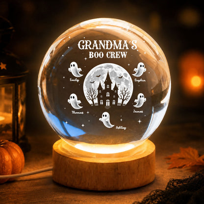 Grandma's Boo Crew Personalized Crystal Ball Lamp - Custom Halloween Decoration Gift