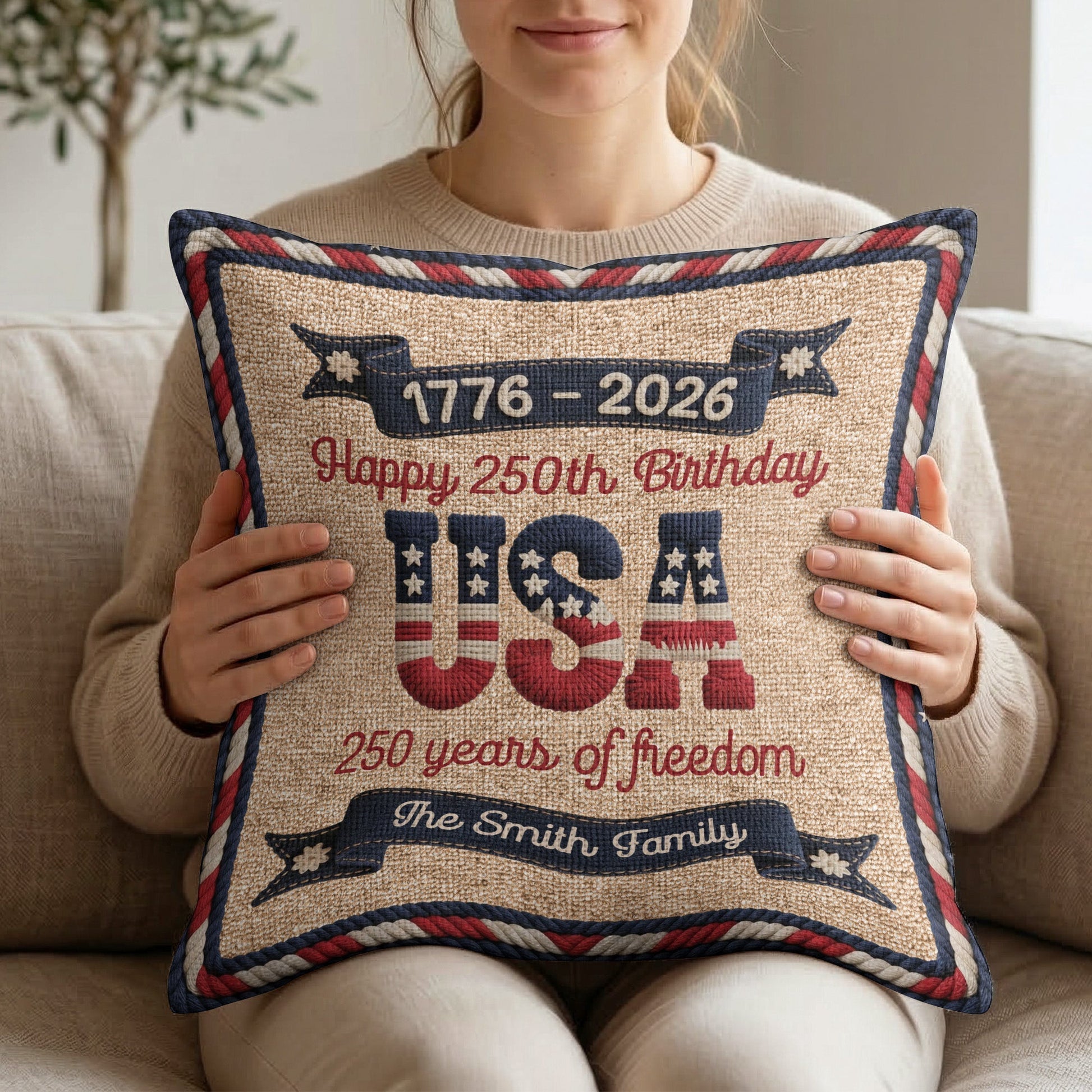 USA 250th Birthday - Personalized Custom Pillow